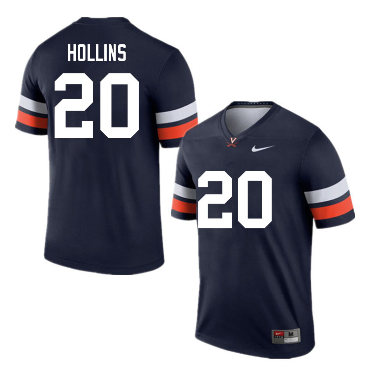 Men #20 Mike Hollins Virginia Cavaliers College Football Jerseys Sale-Navy